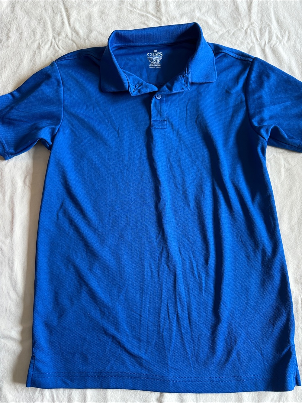 Chaps Boys Bright Blue Polo Shirt Size L (school uniform approved)